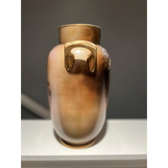 Rare Hand-Painted 13 Inch Nippon Urn/Vase – Smokey Amethyst Clematis - Picture 4 of 6